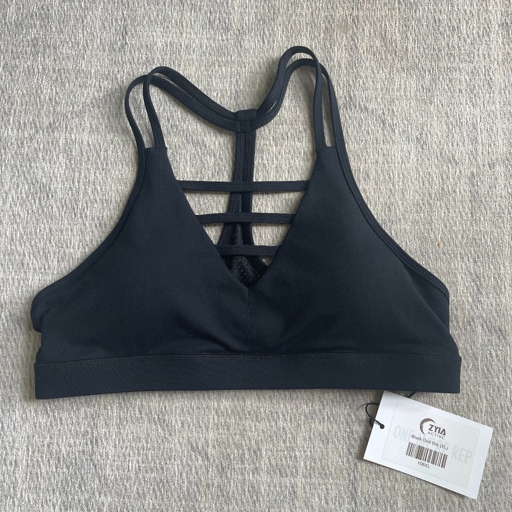 ZYIA Black Grid Bra, XL